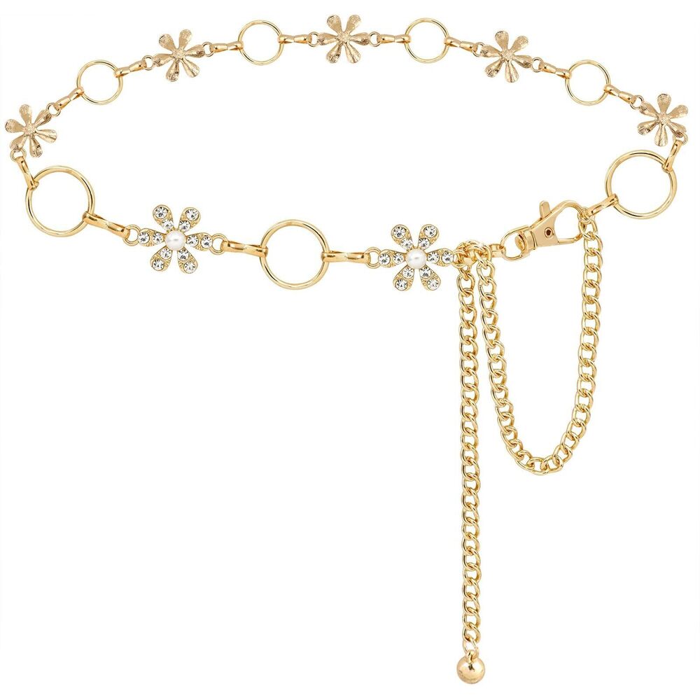 7665 Metal Waist Chain For Women Rhinestone Belt Crystal